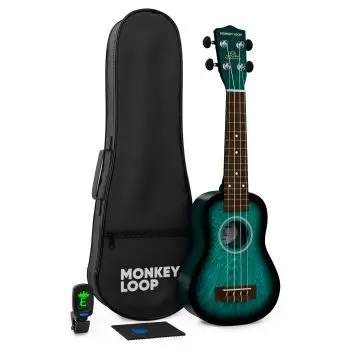Monkey Loop Jungle Pack Blue Ukelele Soprano ( Ukelele, Funda, Afinador, Púa y Gamuza Limpiadora )