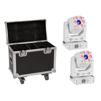 Eurolite set 2x led tmh-h90 hibrido cabeza movil spot/wash cob blanco + estuche