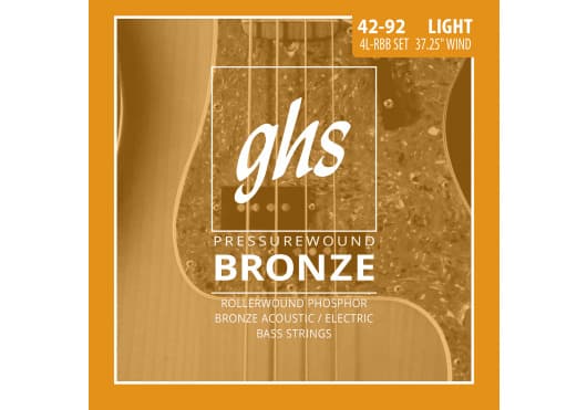 GHS Juego Bajo Acústico Pressurewound Bronze Light 42-92 CGH4L-RBB