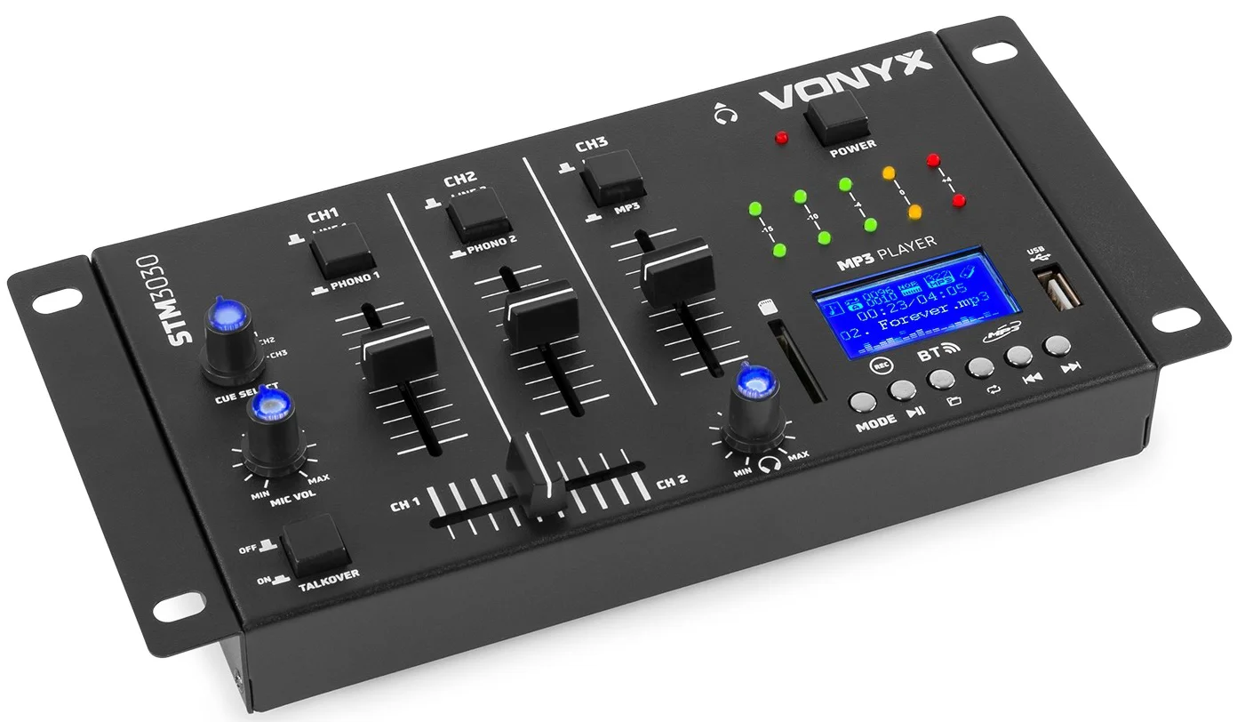 Vonyx STM3030 Mezclador 4 canales USB/MP3/BT/REC 172990 By-Vexus STM-3030