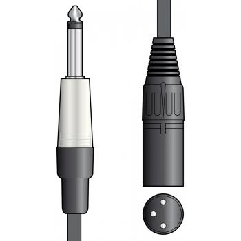 Chord cable xlr macho - jack 6.3mm mono 1.5 metros
