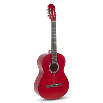 Gewa ps510153 guitarra clásica basic 4/4 rojo transparente