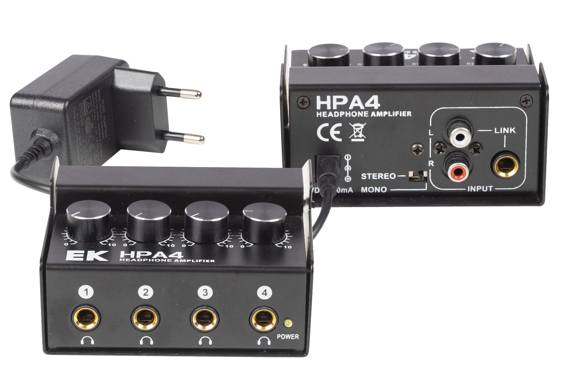 EK Audio Amplificador De Auriculares De 4 Canales HPA4
