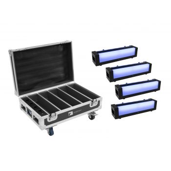 Eurolite set 4x akku bar-6 glow qcl + estuche con función de carga
