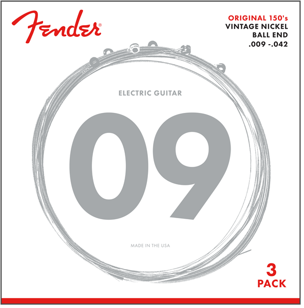 Fender Cuerdas de Guitarra Original 150 Acabado Niquel Puro 150L .009-.042 730150309