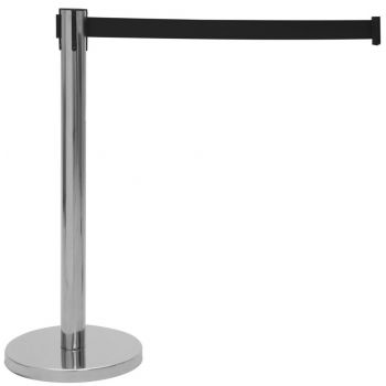 Eurolite barrera con superficie de metal plateado y correa retráctil color negro