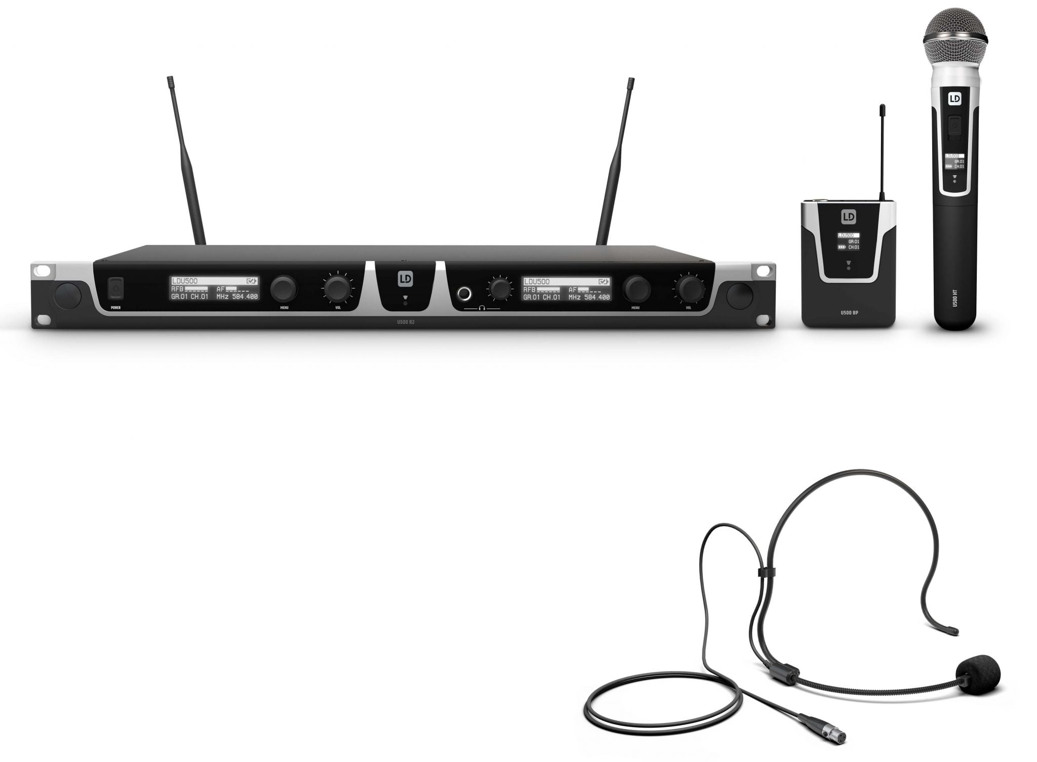 LD Systems U518 Hbh 2 Sistema inalámbrico con Petaca, micrófono de diadema y micrófono de Mano U518 HBH 2