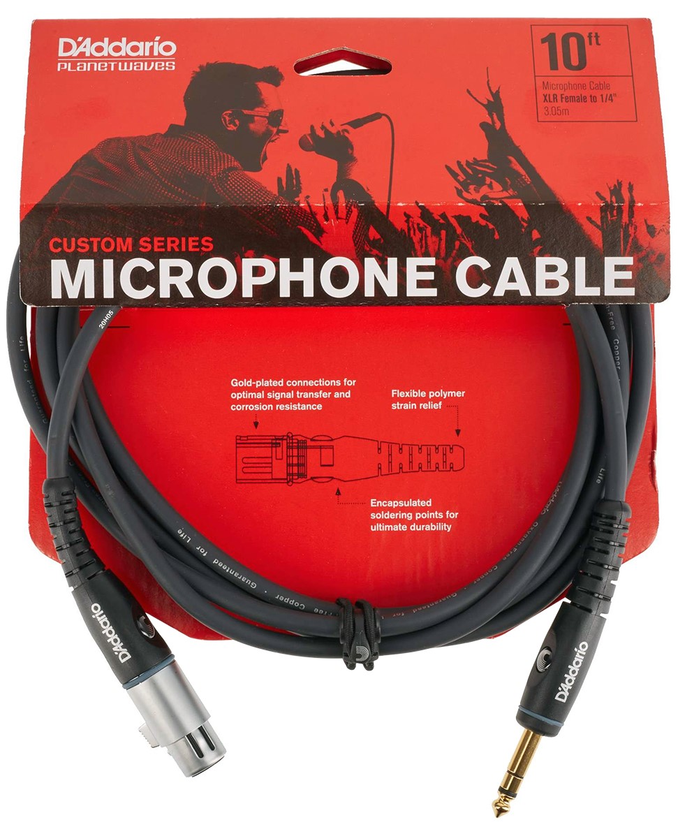 DAddario Planet Waves PW-GM-10 Cable de Micrófono XLR Hembra a 1/4" Stereo Macho, 3 Metros PW-GM-10
