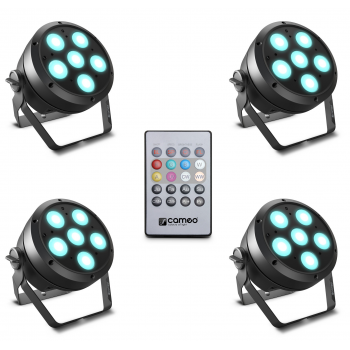 Cameo root par 6 set 1 compuesto por 4 x root par 6 incluyendo un control remoto ir (clpflat1remote)