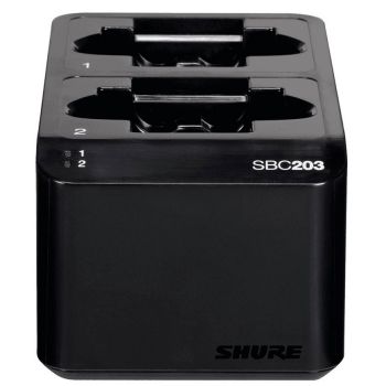 Shure sbc203-e cargador tipo dock doble para baterías tipo sb903. incl. ps45e y tornillos.
