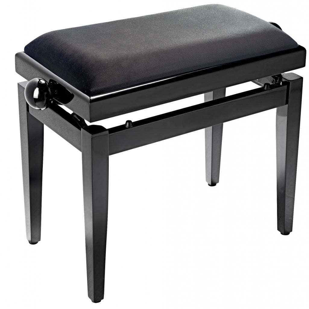 Stagg PB05-BKP-SVBK Banco de piano negro brillante con tapa de terciopelo liso negro PB05-BKP-SVBK