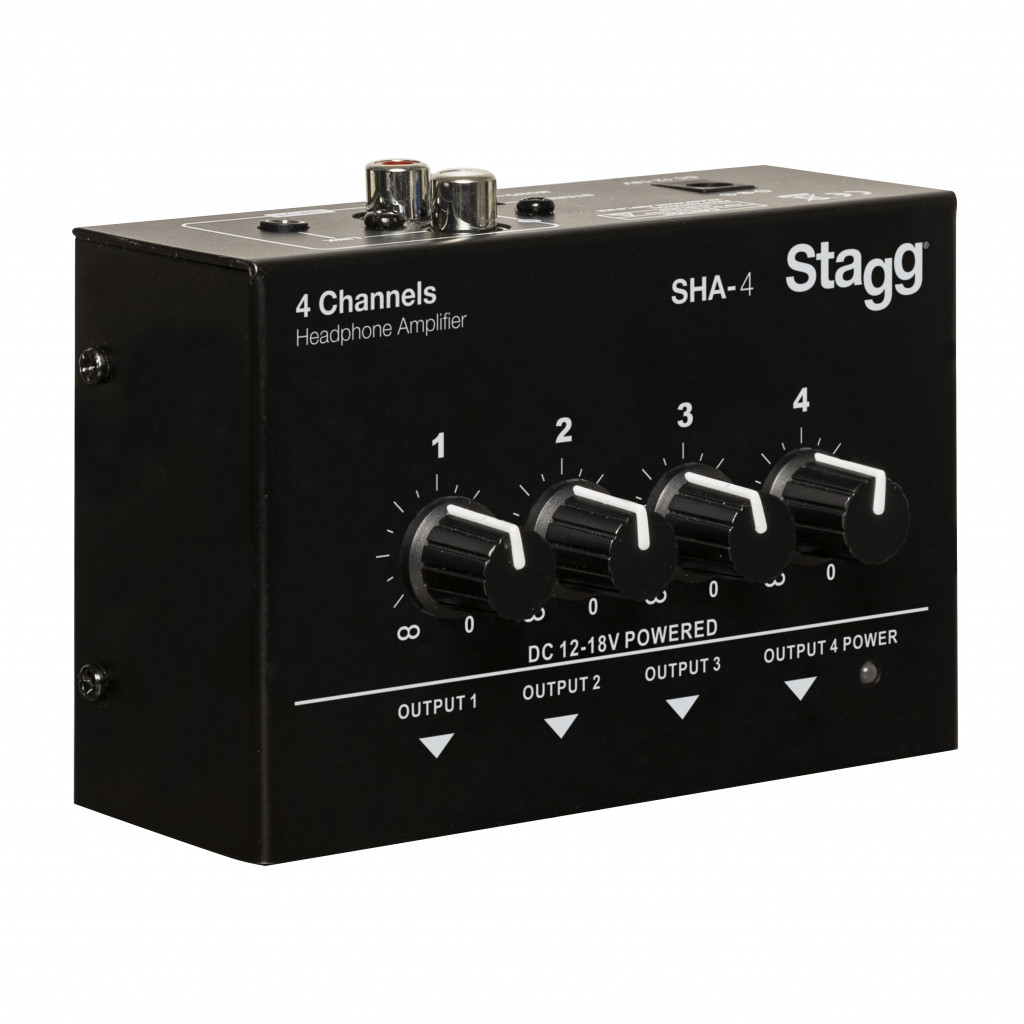 Stagg SHA-4 Amplificador de auriculares estéreo de cuatro canales SHA-4