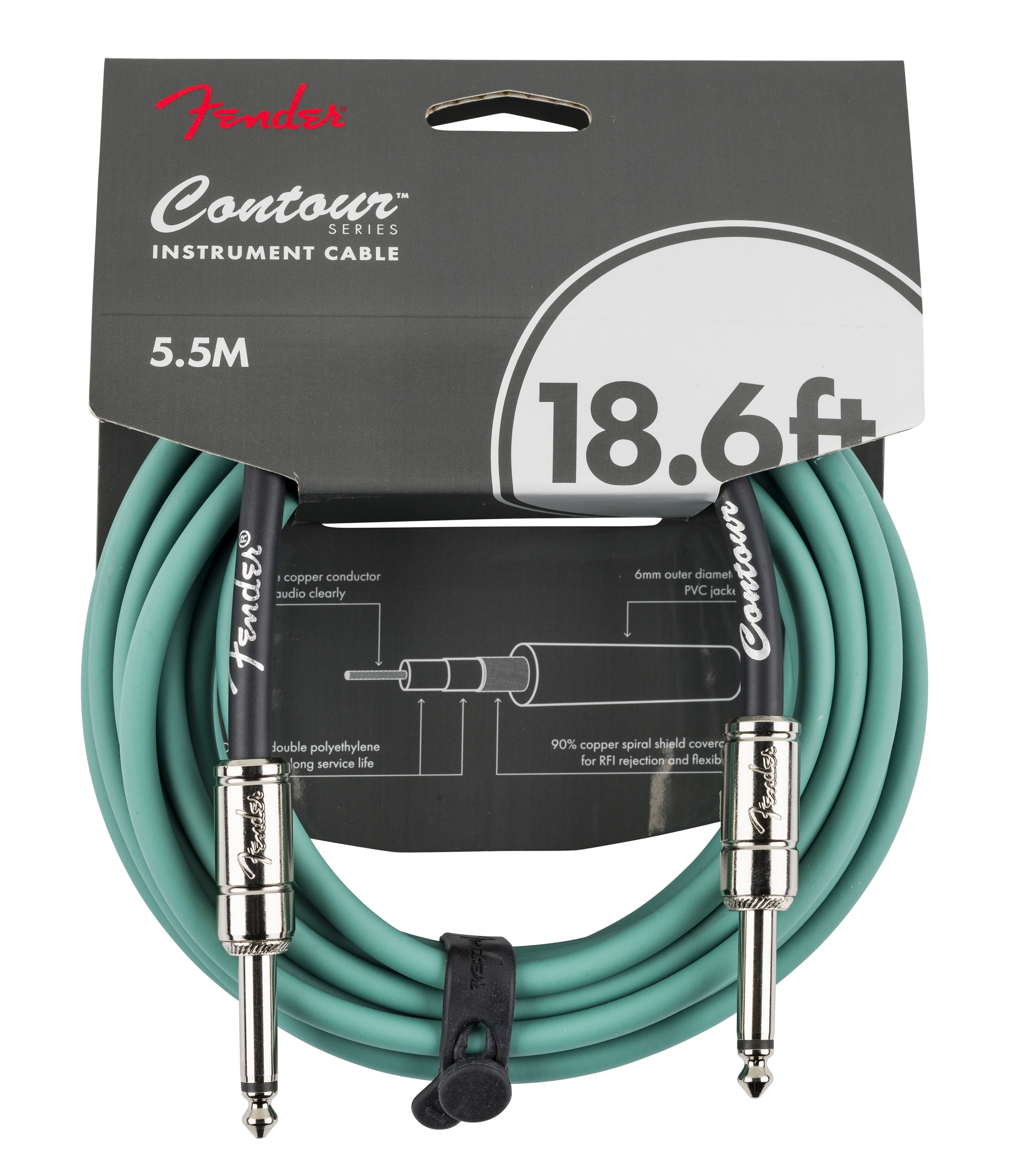 Fender Contour 18.6 Cable Sherwood Green Cable Jack Contour 18.6 Cable Sherwood Green
