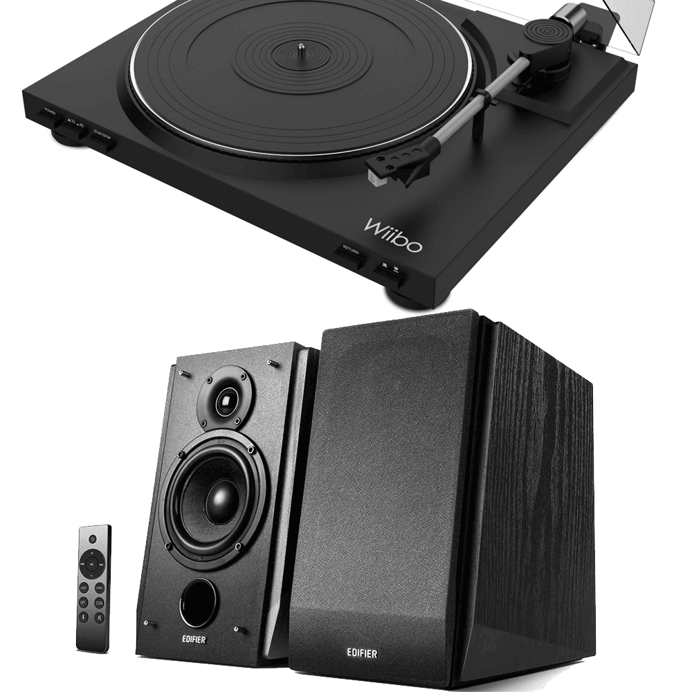 Equipo HiFi Giradiscos LYRA 100 Wiibo + Altavoces Activos Edifier R1855DB Bluetooth lyra 100 con altavoces edifier r1855db