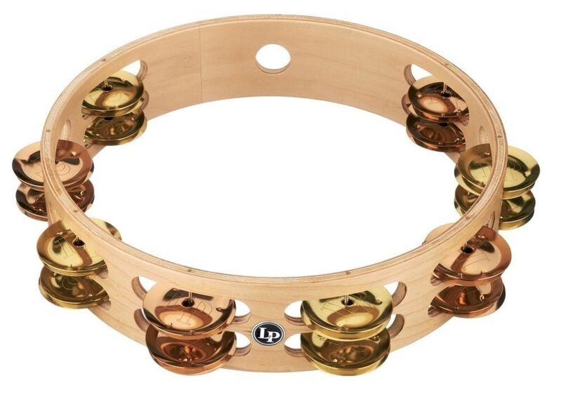 Latin Percussion LP380B-BB Pandereta Pro, 10 Pulgadas, Doble Fila, Latón / Bronce LP380B-BB