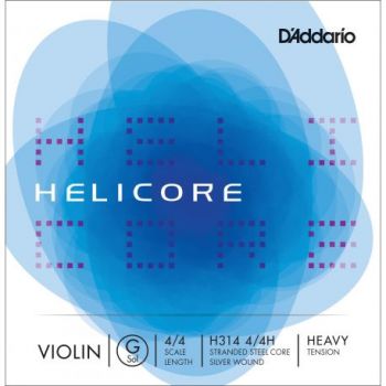 D´addario h314 cuerda helicore sol (g) para violín 4/4, tensión fuerte