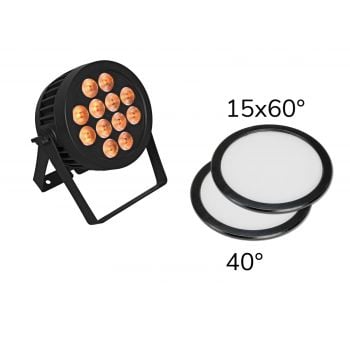 Eurolite set led ip par 12x8w qcl spot + 2x tapa difusora (15x60 ° y 40 °)