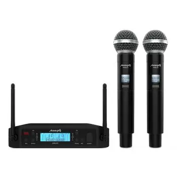 Audibax awm 201 sistema inalámbrico micrófono de mano de 2 canales uhf