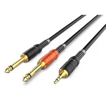 Audibax Pro Cable 2 x Jack Mono a Minijack Stereo 1,5 Metros