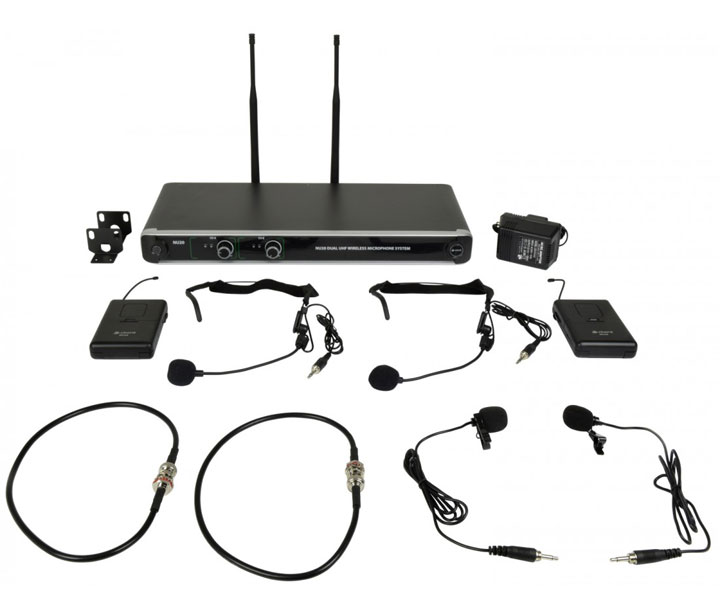 CHORD NU20-N Sistema inalámbrico UHF con 2 transmisores de petaca y micrófonos de Diadema y Solapa NU20-N