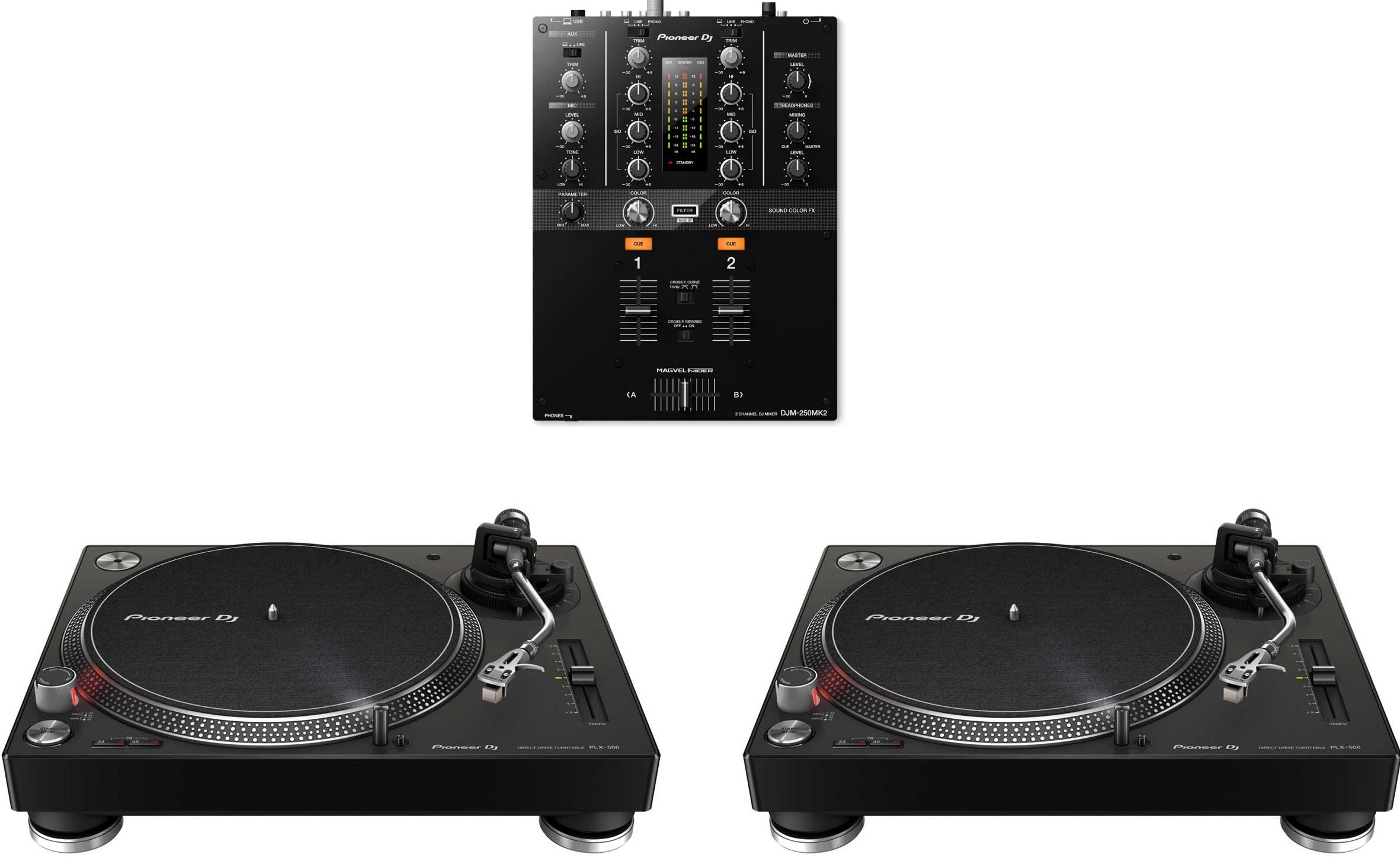 Pioneer Dj Pack 2 PLX 500 Negro + DJM-250 Pack 2 PLX 500 Negro + DJM-250