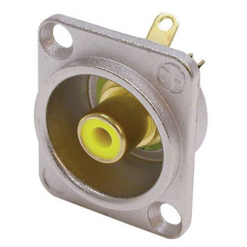 Neutrik nf 2 d-4 toma de phono rca en carcasa de niquel color amarillo