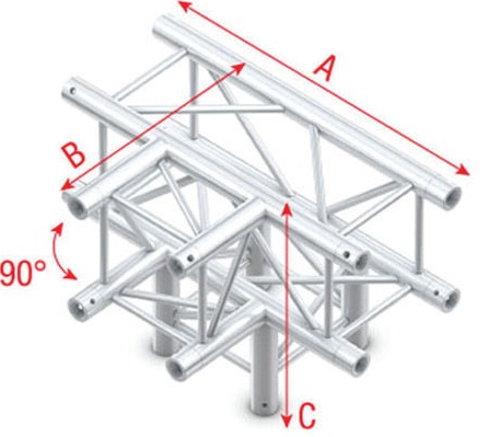Showtec FQ30020HD T-cross + Down 4-way Heavy Duty Pro-30 Square F Truss FQ30020HD