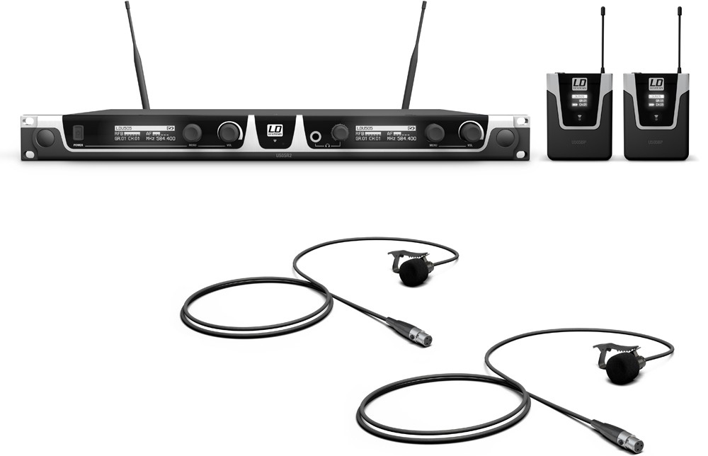LD SYTEMS U505 BPL2 Sistema inalámbrico con 2 x Petaca y 2 x Micrófono Lavalier U505 BPL2