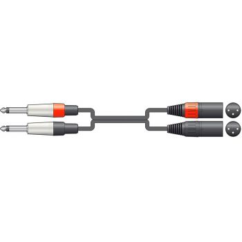 Chord cable 2 jack 6.3mm mono - 2 xlr macho 1.5 metros