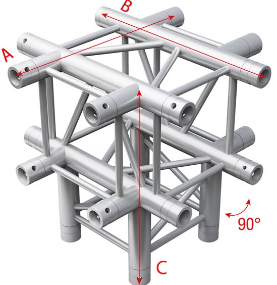 Showtec FQ30065 Cross + Down 5-way - 50cm Pro-30 Square F Truss FQ30065