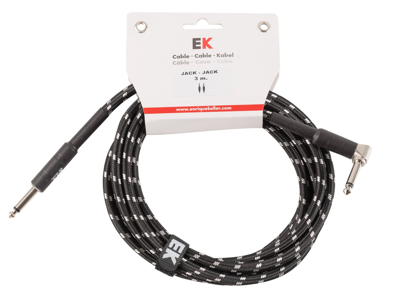 EK Audio Cable Para Guitarra Jack - Jack Recto - Acodado Tela Trenzada De 3 M SFJJ0033