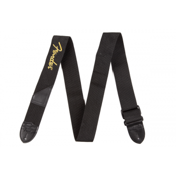 Fender 2 black poly correa bandolera con logo de fender amarillo