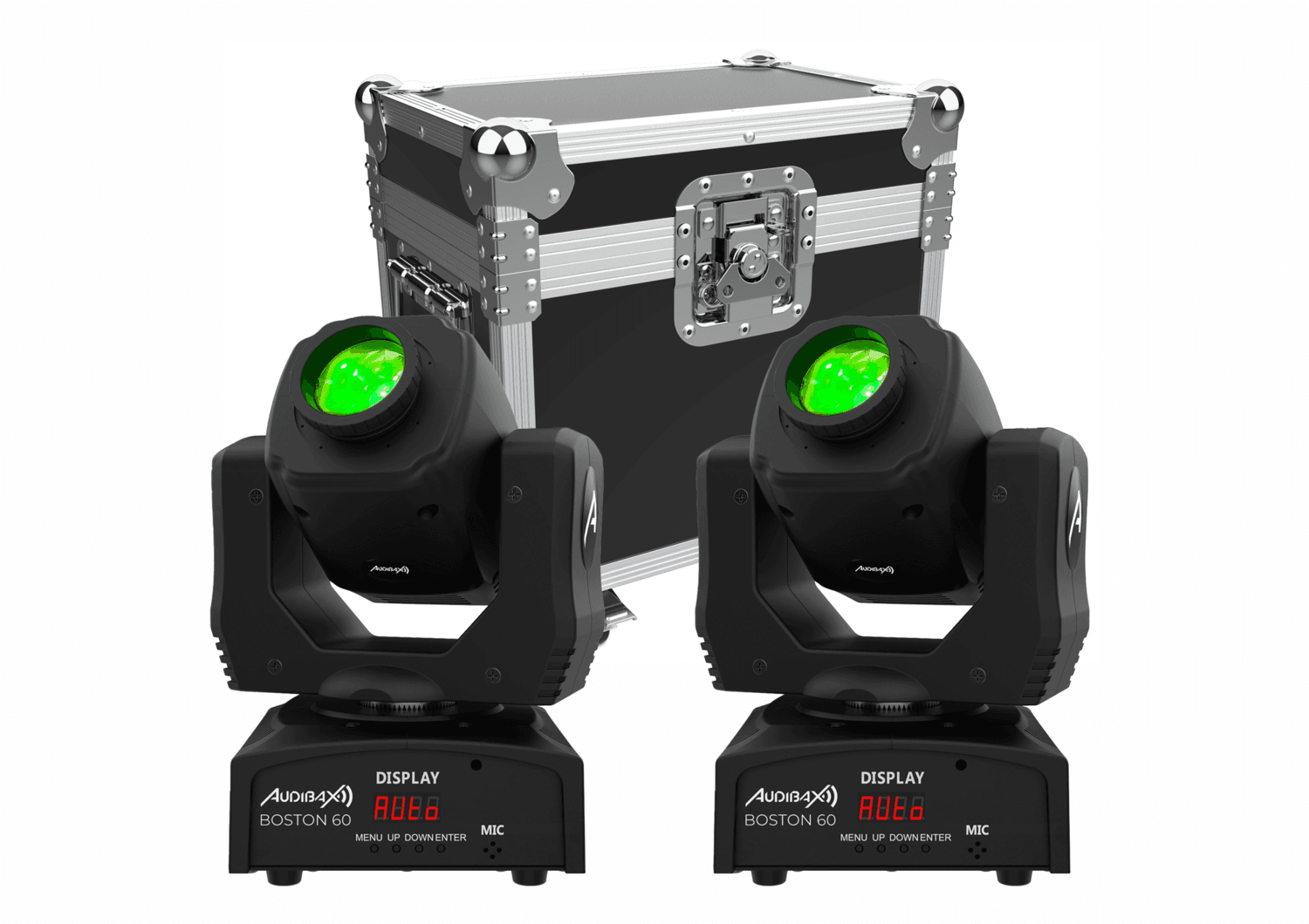 Audibax Kit 2 Boston 60 + Flightcase Cabezas Moviles Spot 60w + Flightcase Kit 2 Boston 60 + Flightcase