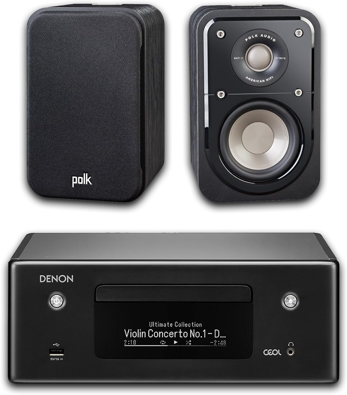 DENON RCD-N12 Black +Polk Audio S-15 Elite Black Conjunto Audio RCD-N12 Black + S-15 Elite Black
