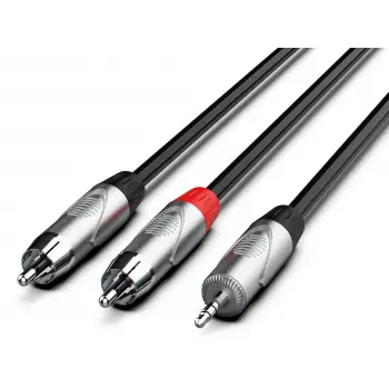 Audibax Pro Cable Minijack Stereo a 2 RCA Macho 1.5 Metros Negro