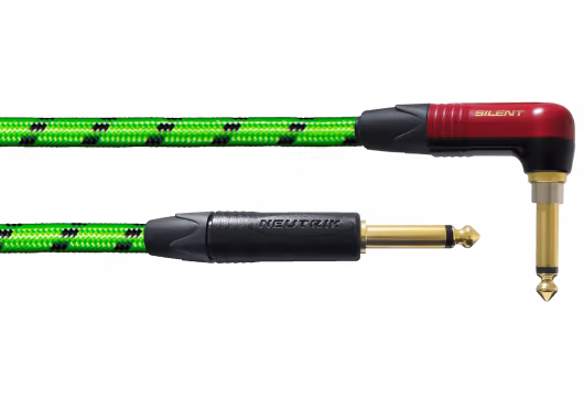 Cordial cable de instrumento jack-jack acodado silent verde uv 3m