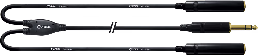 Cordial cable y jack estéreo/2 jack estéreo hembra 30 centimetros