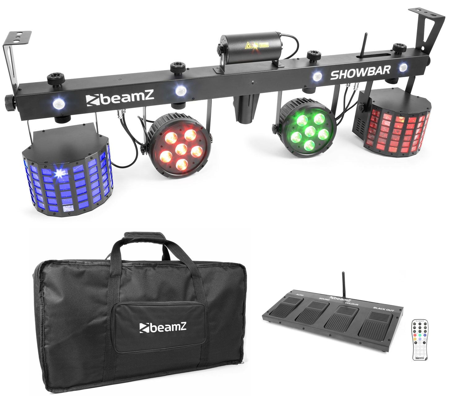 Beamz ShowBar con 2x Foco PAR 6x 4en1 2xButterfly, Laser R/G DMX 153800 ShowBar