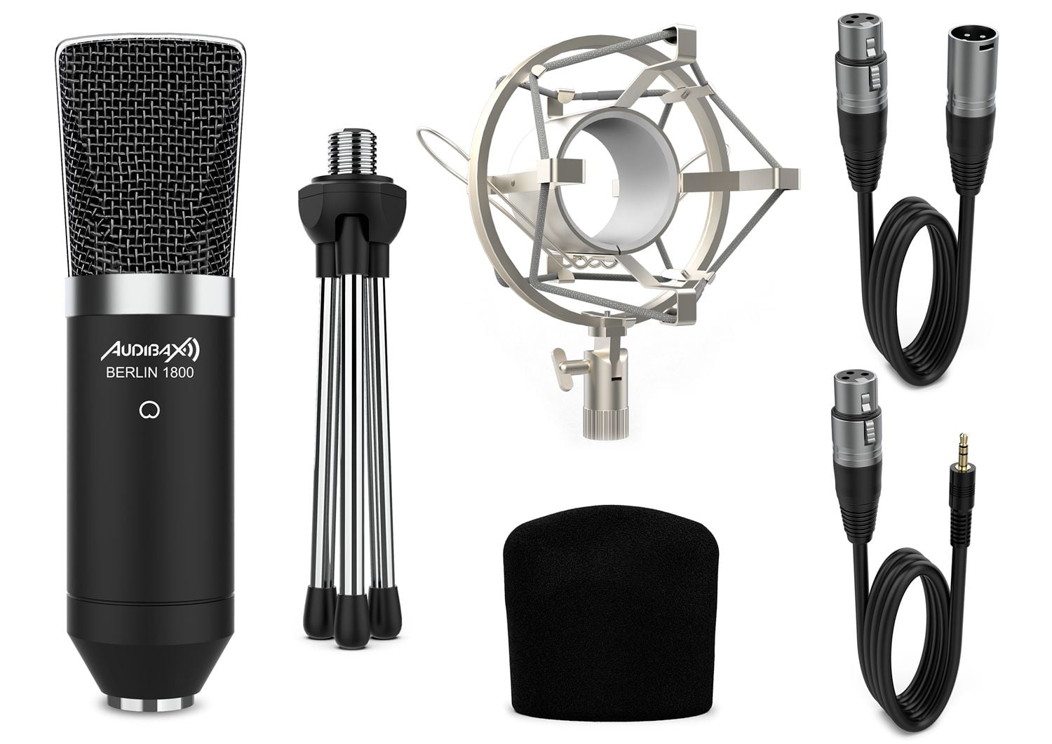 Audibax Berlin 1800 Silver Pack Microfono Studio Gran Diafragma Berlin 1800 Silver Pack