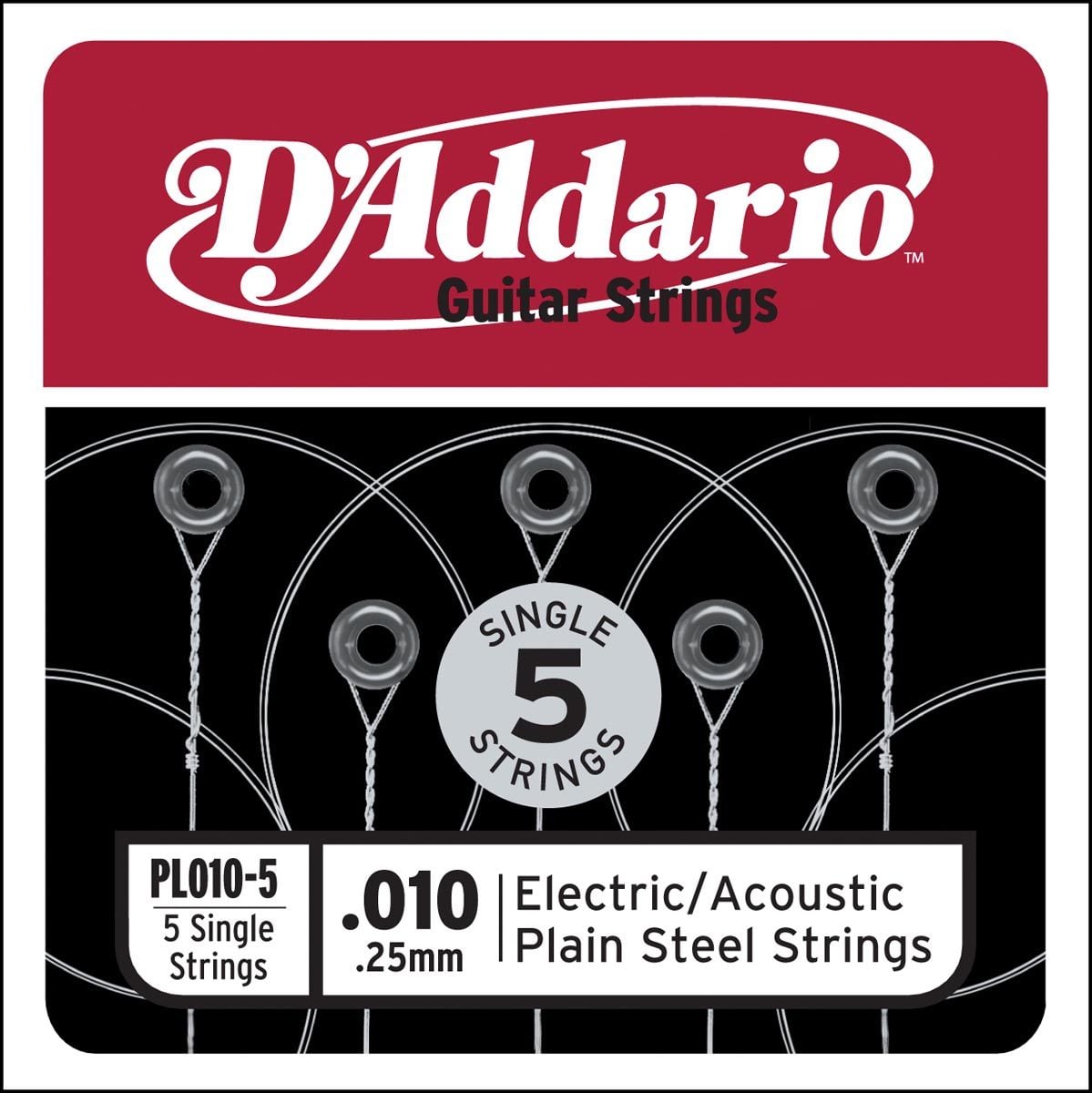D´addario PL010-5 Cuerda Suelta para Guitarra Eléctrica y Acústica PL010-5