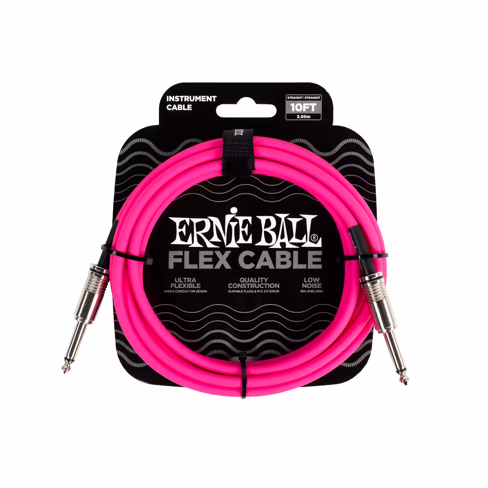 ERNIE BALL Cable Eb Instrumento Flex Jack-Jack Ss 3 M - Rosa EB6413