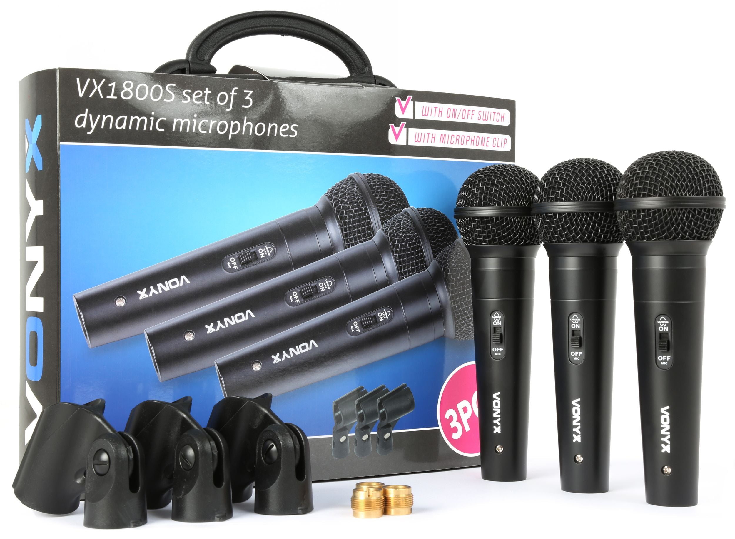 VONYX VX1800S Microfono dinamico set 3pcs 173450 VX-1800S