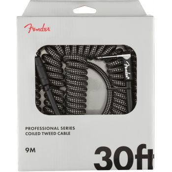 Fender professional coil cable 9 metros jack a jack acodado gray tweed