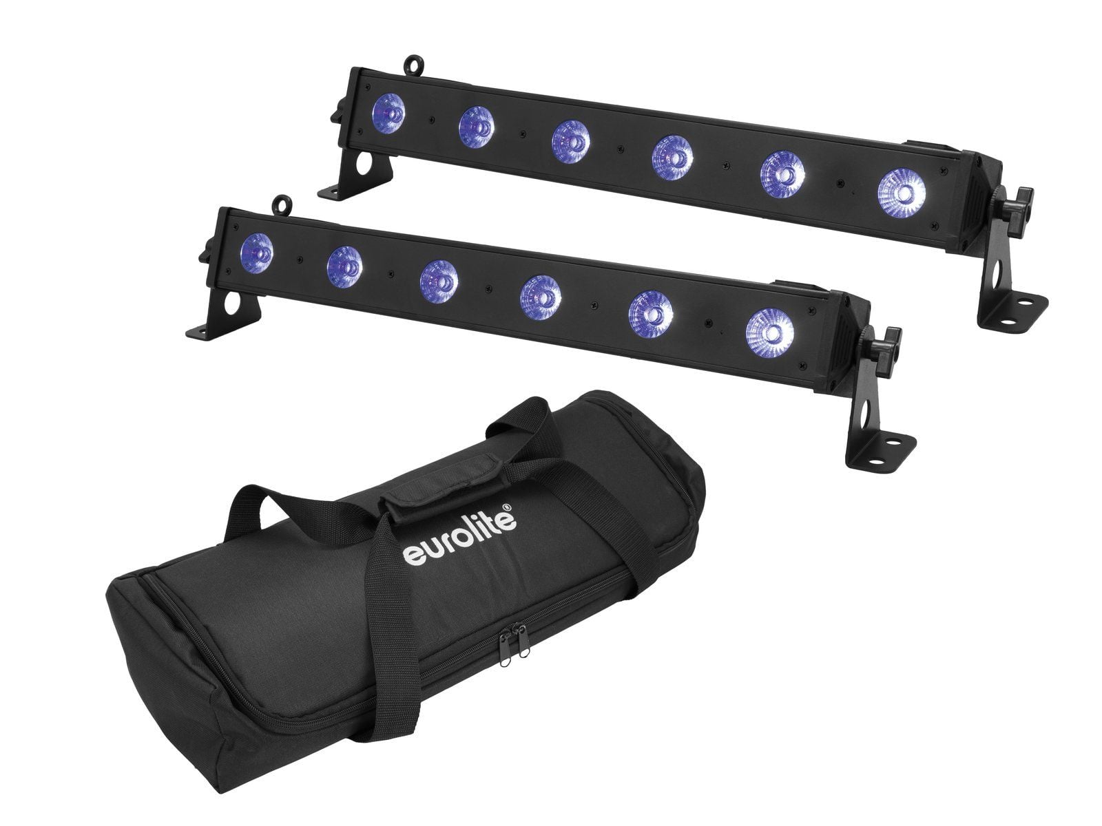 Eurolite Set 2x LED BAR-6 QCL RGB + Barra UV + Soft-Bag Set 2x LED BAR-6 QCL RGB + Barra UV + Soft-Bag