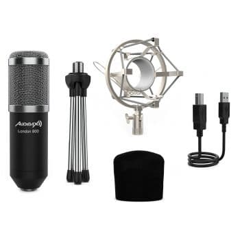 Audibax london 800 usb silver pack micrófono usb pack para podcast / grabación / gamers pack