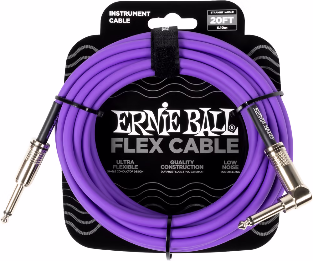 Ernie ball cable eb instrumento flex jack-jack ss 6 m - púrpura