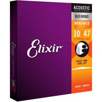 Elixir nanoweb 11152 light 12 cuerdas guitarra acoustic 10-47