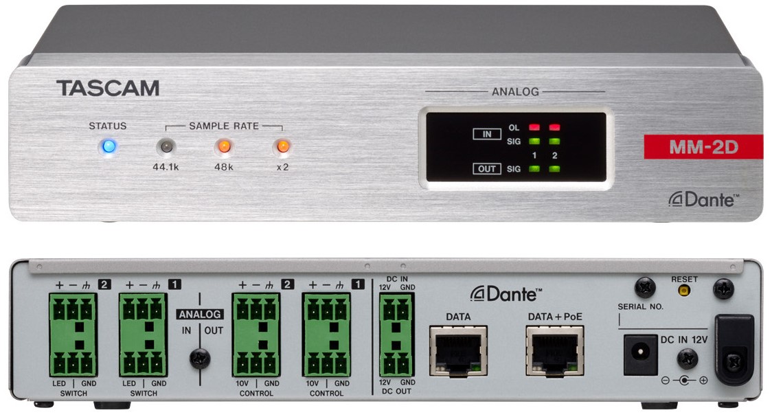 Tascam MM-2D-E Convertidor Analógico-Dante con Mezclador DSP en EuroBlock MM-2D-E