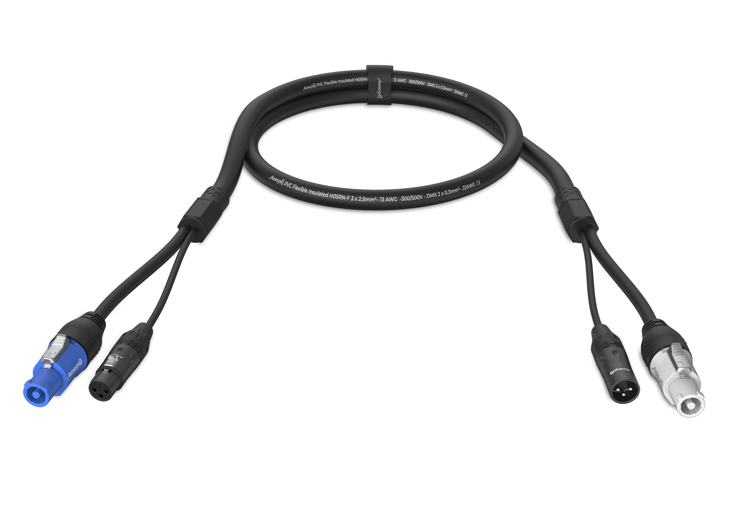 Audibax PC-XLR-150 Cable señal XLR a XLR + Alimentación input PowerCON a output powerCON 1,5 m PC-XLR-150