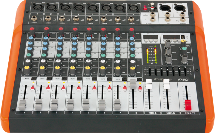 Ibiza Sound MX802 MESA DE MEZCLAS PARA MUSICO 8 CANALES USB & BLUETOOTH MX802